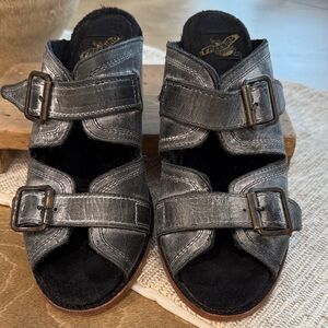 Freebird Distressed Black Leather Sandals
